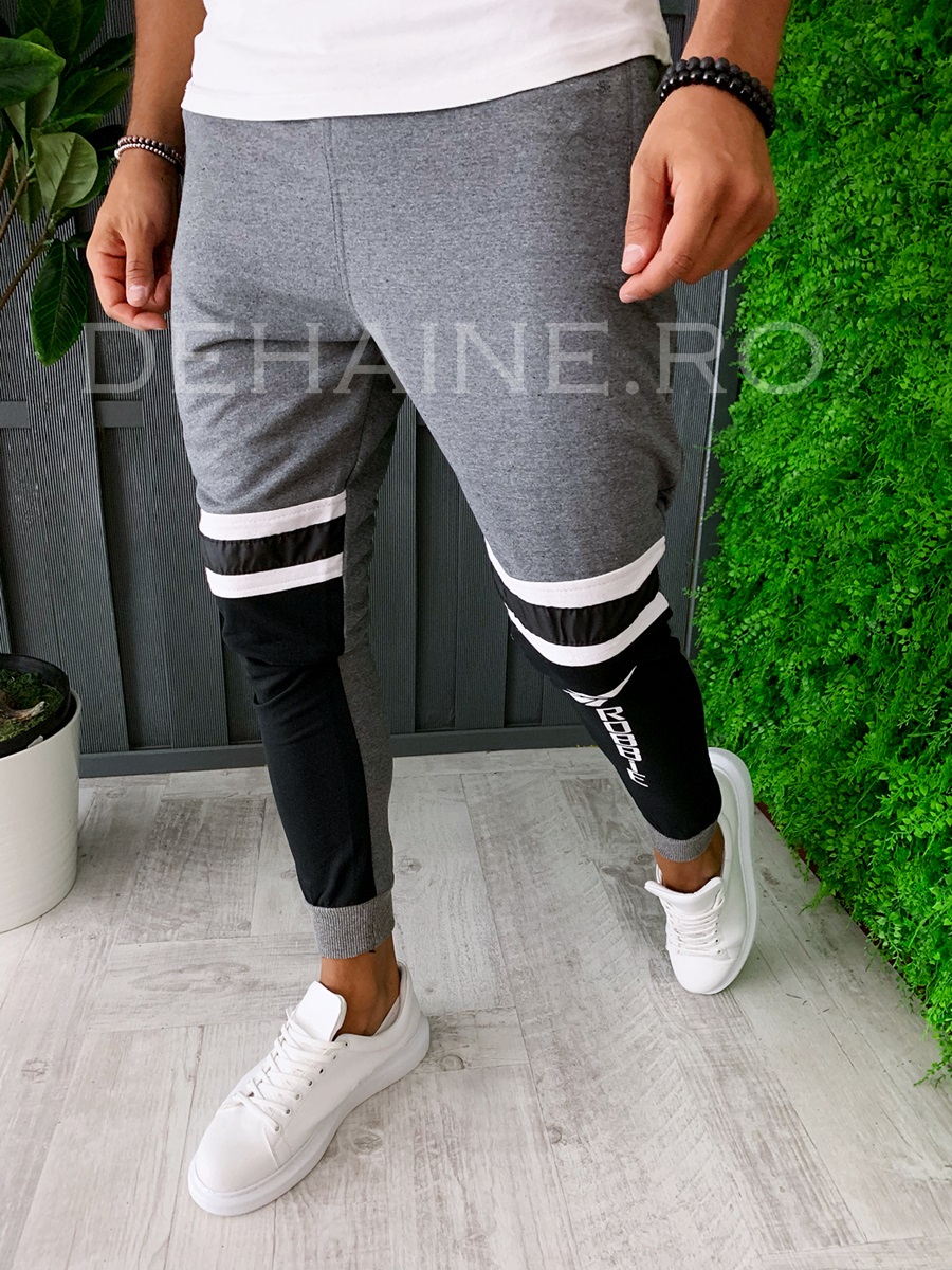 Pantaloni de trening conici gri A6012 J4-2